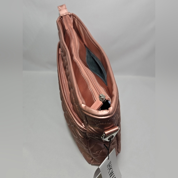 IHKWIP More Love Heart Quilted Messenger Crossbody Purse- Metallic Rose Gold - Picture 9 of 16